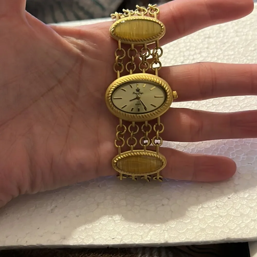 Premier Designs Metro Gold Enamel Women's Bracelet Watch